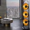 Riess-Ambiente Goldene Möbel|Industrial Loft > Industrial Stehlampe STUDIO 130cm schwarz Blattgold-Optik 3 neigbare Schirme
