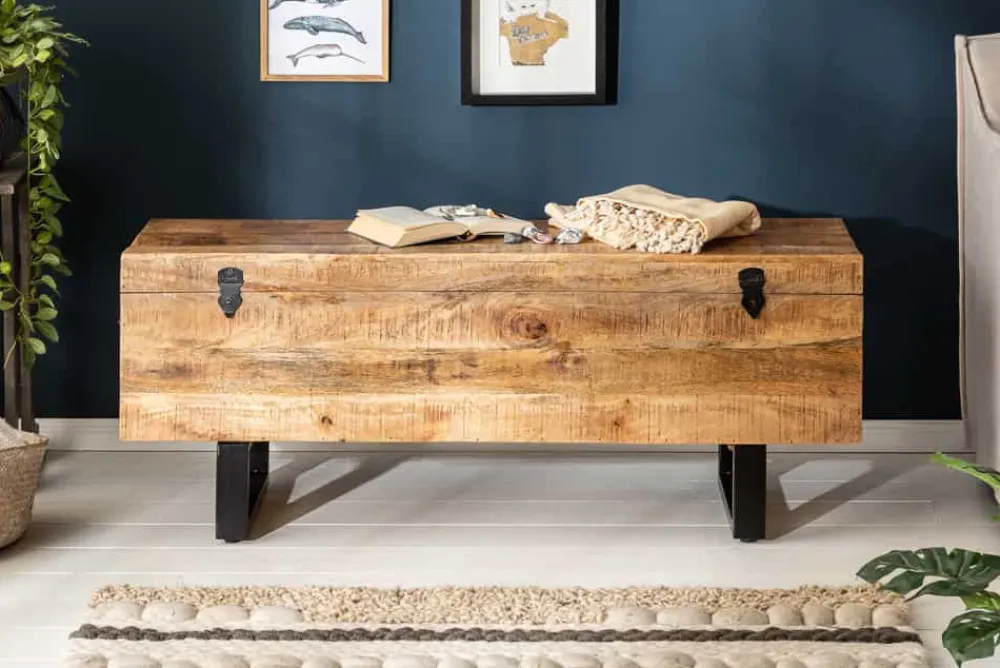 Riess-Ambiente Mehr...|Industrial Loft > Industrial Truhenbank FACTORY LOFT 115cm Mangoholz natur Sitzbank