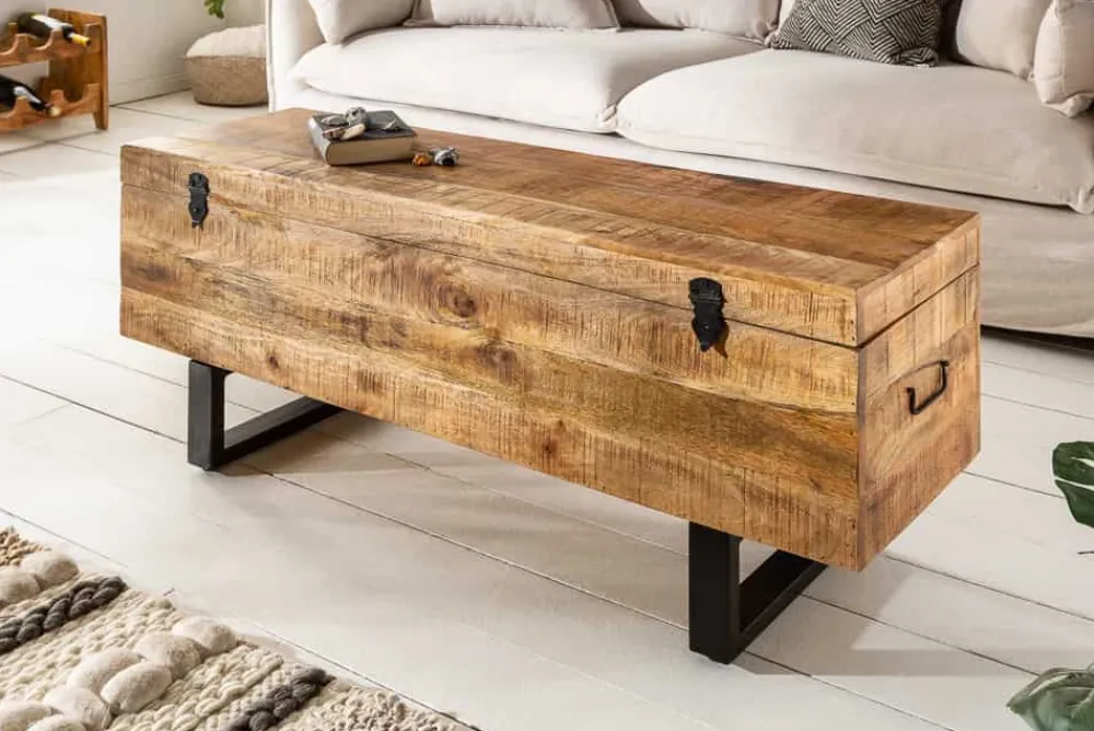 Riess-Ambiente Mehr...|Industrial Loft > Industrial Truhenbank FACTORY LOFT 115cm Mangoholz natur Sitzbank