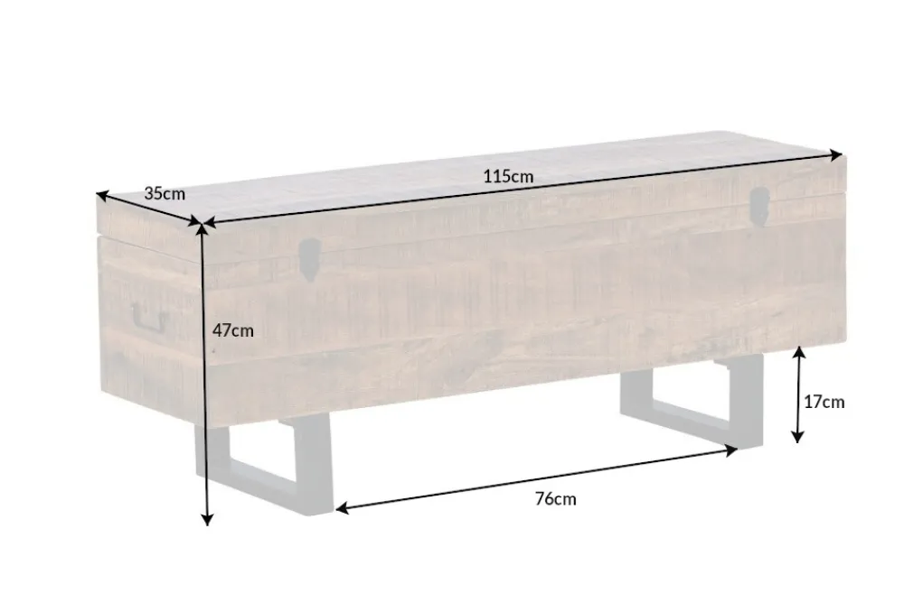 Riess-Ambiente Mehr...|Industrial Loft > Industrial Truhenbank FACTORY LOFT 115cm Mangoholz natur Sitzbank