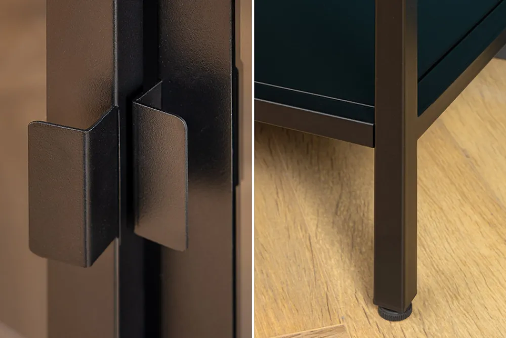Riess-Ambiente Highboards|Industrial Loft > Industrial Vitrine DURA STEEL 150cm schwarz Metall Glas Highboard