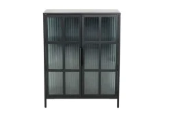 Riess-Ambiente Vitrinen|Industrial Loft > Industrial Vitrine DURA STEEL 80cm schwarz Metall Riffelglas