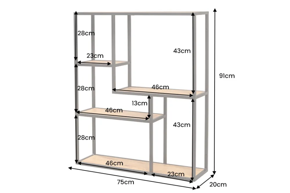 Riess-Ambiente Wandregale|Industrial Loft > Industrial Wandregal SLIM LINE 90cm Wildeiche schwarz fünf Regalböden