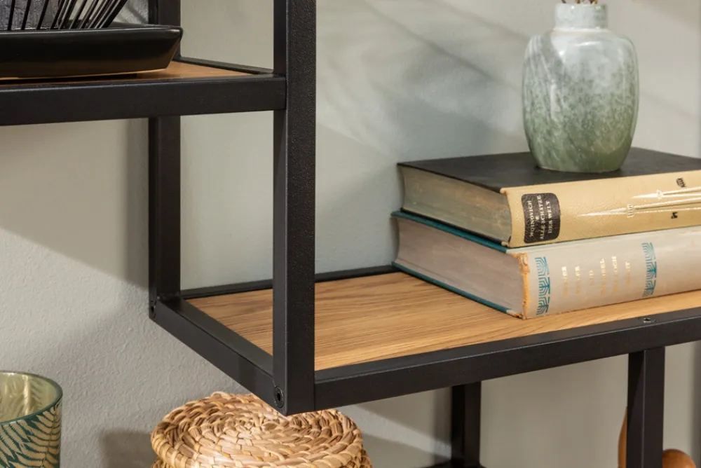 Riess-Ambiente Wandregale|Industrial Loft > Industrial Wandregal SLIM LINE 90cm Wildeiche schwarz fünf Regalböden