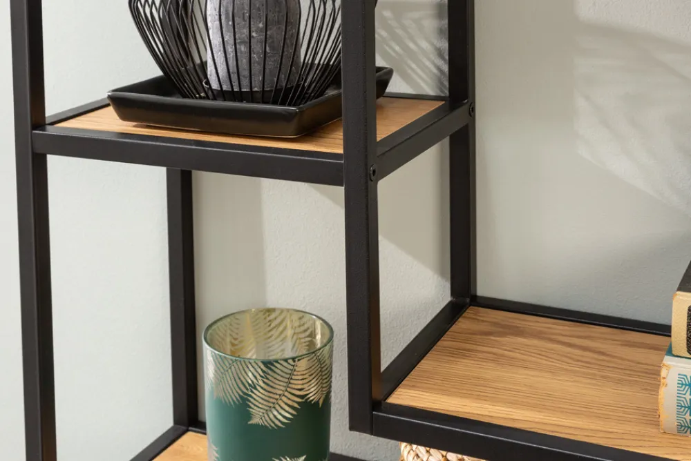 Riess-Ambiente Wandregale|Industrial Loft > Industrial Wandregal SLIM LINE 90cm Wildeiche schwarz fünf Regalböden