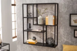 Riess-Ambiente Wandregale|Industrial Loft > Industrial Wandregal SLIM LINE 90cm Esche schwarz fünf Regalböden