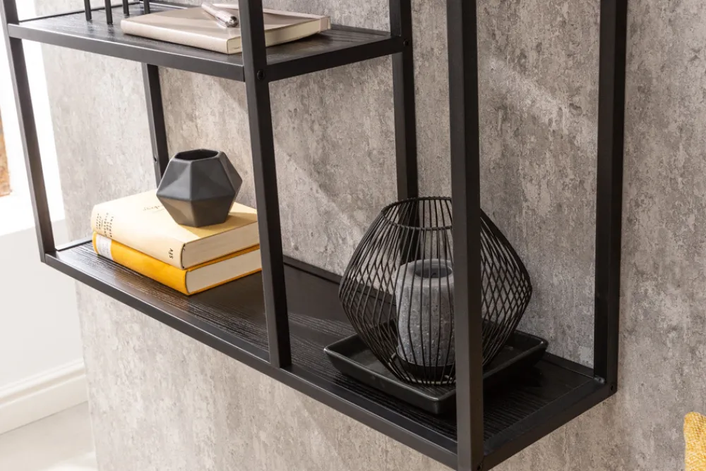Riess-Ambiente Wandregale|Industrial Loft > Industrial Wandregal SLIM LINE 90cm Esche schwarz fünf Regalböden