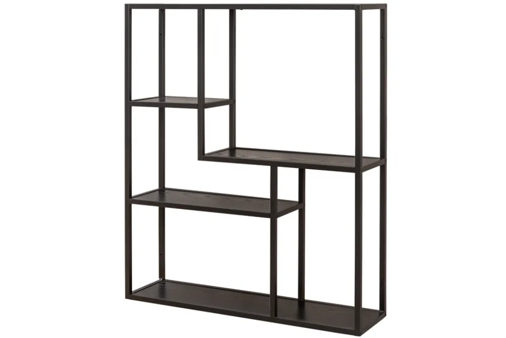 Riess-Ambiente Wandregale|Industrial Loft > Industrial Wandregal SLIM LINE 90cm Esche schwarz fünf Regalböden