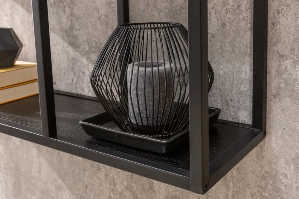 Riess-Ambiente Wandregale|Industrial Loft > Industrial Wandregal SLIM LINE 90cm Esche schwarz fünf Regalböden