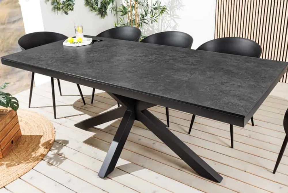 Riess-Ambiente Haus & Garten|Esstische > In- und Outdoor Esstisch GALAXIE 180cm anthrazit Keramik Aluminium Gartentisch
