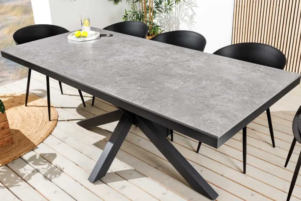 Riess-Ambiente Haus & Garten|Esstische > In- und Outdoor Esstisch GALAXIE 200cm hellgrau Keramik anthrazit Aluminium