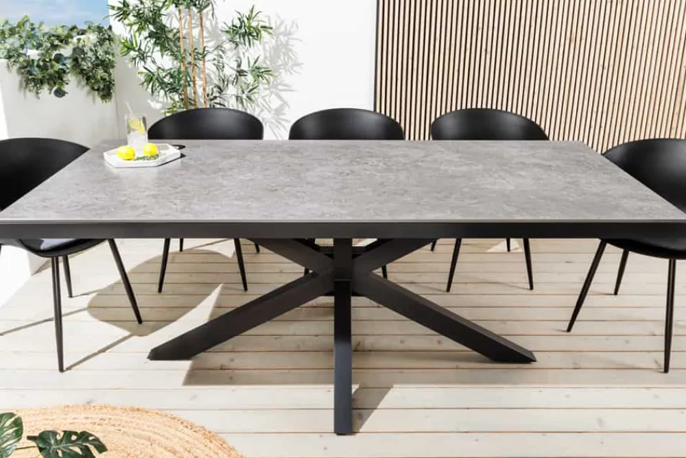 Riess-Ambiente Haus & Garten|Esstische > In- und Outdoor Esstisch GALAXIE 200cm hellgrau Keramik anthrazit Aluminium