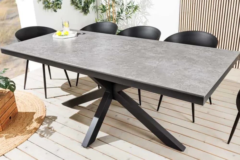 Riess-Ambiente Haus & Garten|Esstische > In- und Outdoor Esstisch GALAXIE 200cm hellgrau Keramik anthrazit Aluminium
