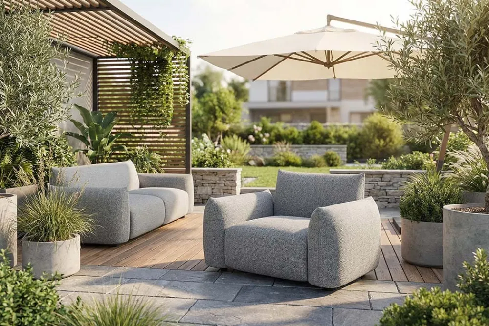 Riess-Ambiente Haus & Garten|Sitzgruppen > In- und Outdoor Gartensessel SEAHAWK anthrazit Aluminium Olefin 1-Sitzer Sofa wetterfest