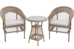 Riess-Ambiente Haus & Garten|Sitzgruppen > In- und Outdoor Garten-Set ELYSEE natur taupe Polyrattan Aluminium inkl. Tisch Kissen
