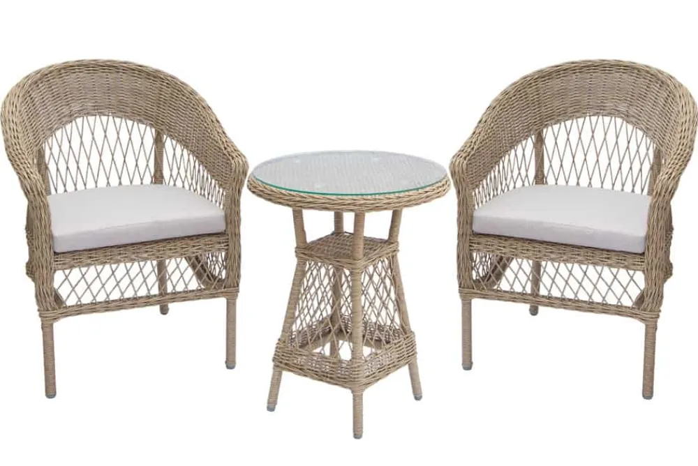 Riess-Ambiente Haus & Garten|Sitzgruppen > In- und Outdoor Garten-Set ELYSEE natur taupe Polyrattan Aluminium inkl. Tisch Kissen