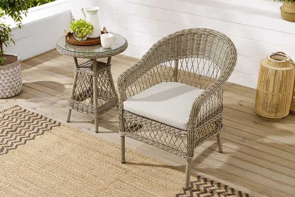 Riess-Ambiente Haus & Garten|Sitzgruppen > In- und Outdoor Garten-Set ELYSEE natur taupe Polyrattan Aluminium inkl. Tisch Kissen