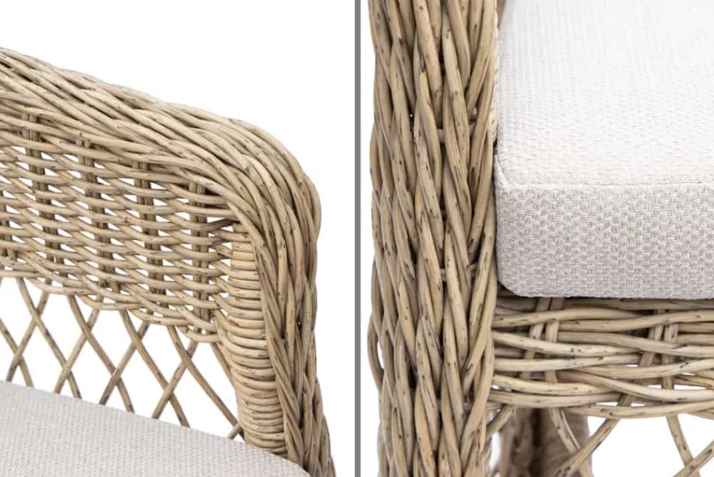 Riess-Ambiente Haus & Garten|Sitzgruppen > In- und Outdoor Garten-Set ELYSEE natur taupe Polyrattan Aluminium inkl. Tisch Kissen