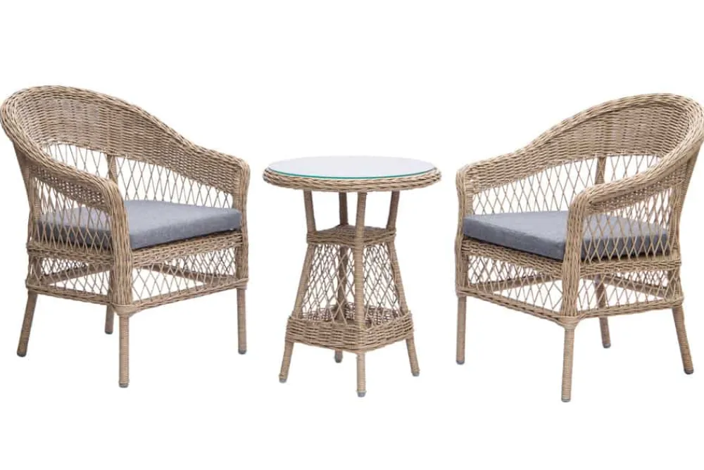 Riess-Ambiente Haus & Garten|Sitzgruppen > In- und Outdoor Garten-Set ELYSEE natur grau Polyrattan Aluminium inkl. Tisch Kissen