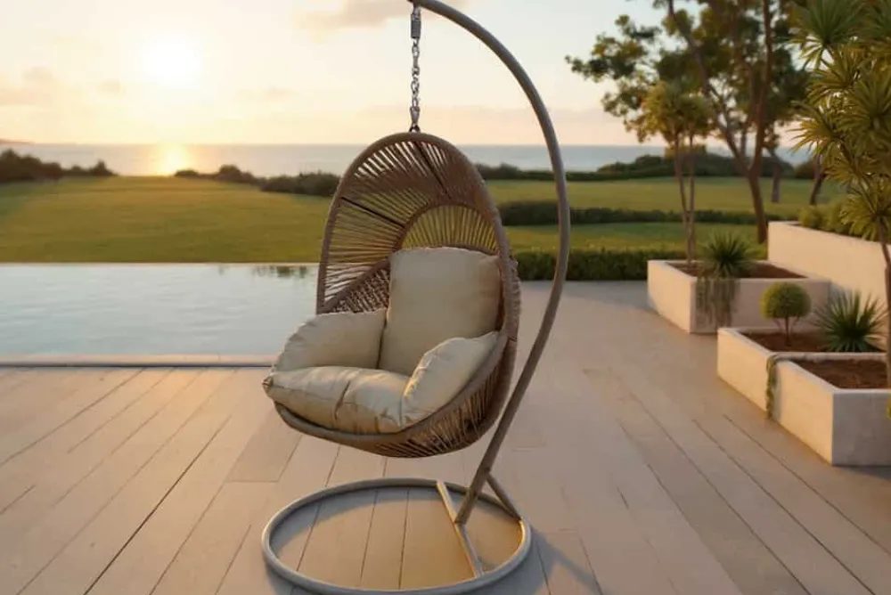 Riess-Ambiente Haus & Garten|Hängesessel > In- und Outdoor Hängesessel AIR ROPE beige greige inkl. Kissen
