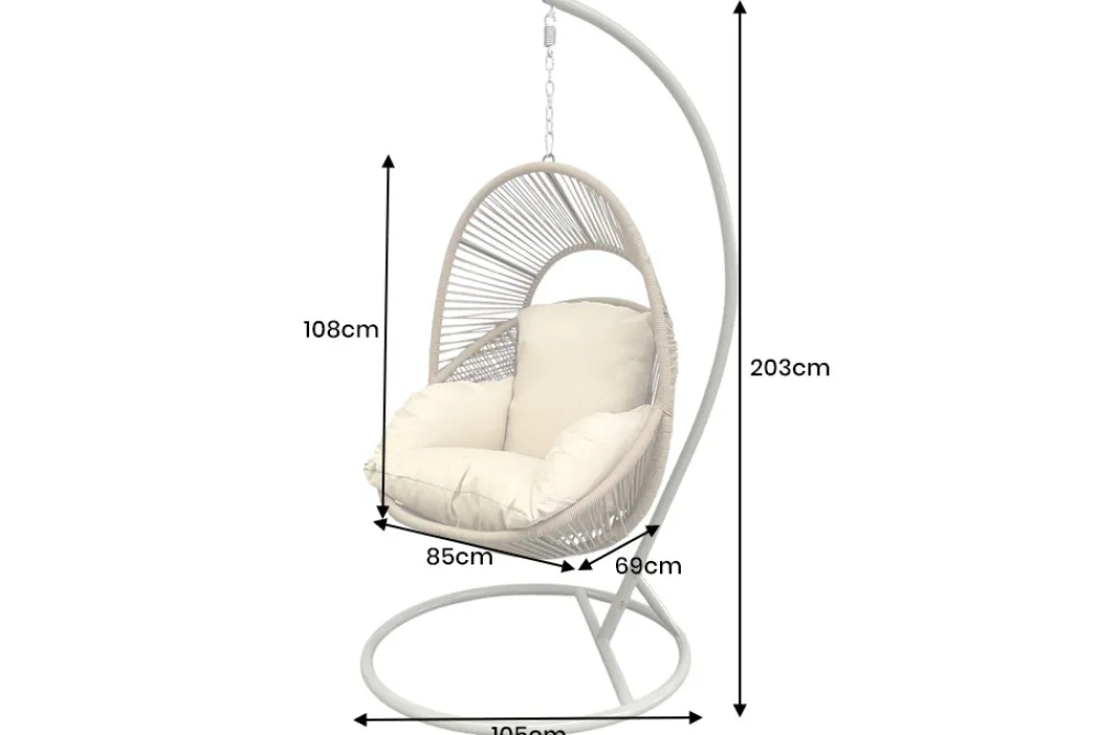 Riess-Ambiente Haus & Garten|Hängesessel > In- und Outdoor Hängesessel AIR ROPE beige greige inkl. Kissen