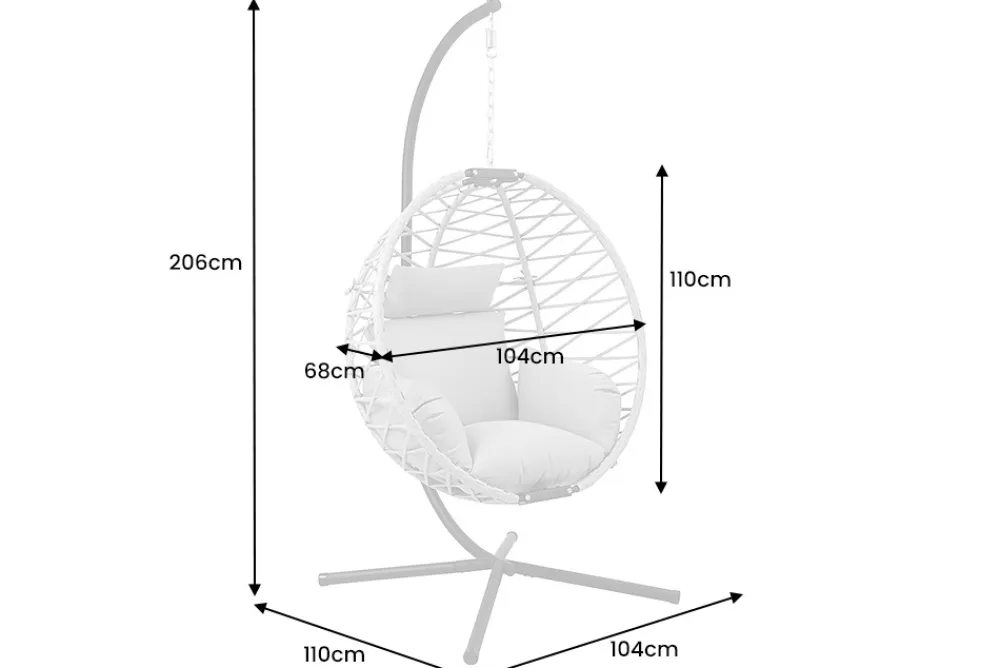 Riess-Ambiente Haus & Garten|Sessel > In- und Outdoor Hängesessel IBIZA natur beige Rattan mit Gestell wetterfest inkl. Kissen