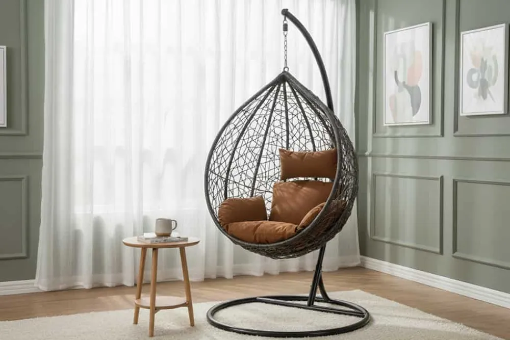 Riess-Ambiente Haus & Garten|Hängesessel > In- und Outdoor Hängesessel LOFT anthrazit Hängestuhl inkl. Kissen wetterfest