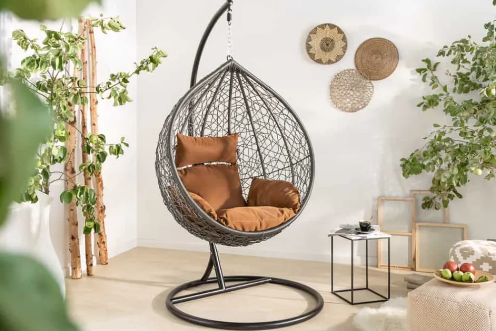 Riess-Ambiente Haus & Garten|Hängesessel > In- und Outdoor Hängesessel LOFT anthrazit Hängestuhl inkl. Kissen wetterfest