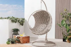 Riess-Ambiente Haus & Garten|Sessel > In- und Outdoor Hängesessel ROPE greige mit Gestell wetterfest inkl. Kissen