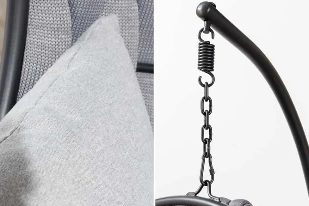 Riess-Ambiente Haus & Garten|Sessel > In- und Outdoor Hängesessel ROPE anthrazit grau mit Gestell wetterfest inkl. Kissen