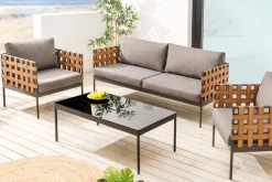 Riess-Ambiente Haus & Garten|Sessel > In- und Outdoor Lounge-Sessel UNIQUE 70cm schwarz braun grau Aluminium inkl. Kissen