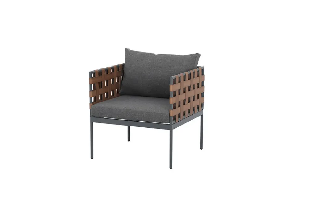 Riess-Ambiente Haus & Garten|Sessel > In- und Outdoor Lounge-Sessel UNIQUE 70cm schwarz braun grau Aluminium inkl. Kissen