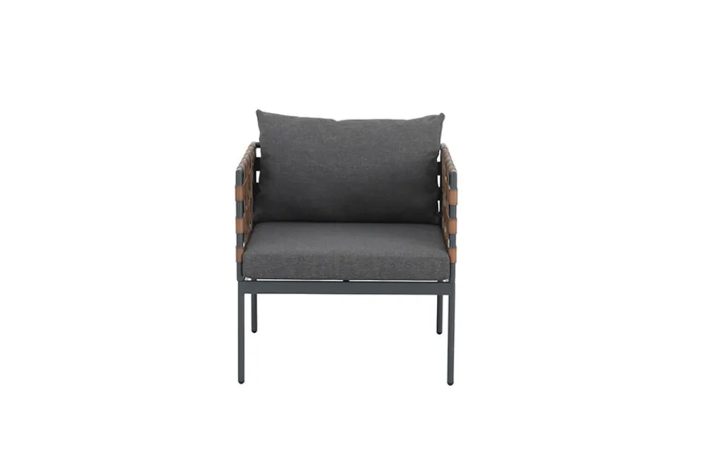 Riess-Ambiente Haus & Garten|Sessel > In- und Outdoor Lounge-Sessel UNIQUE 70cm schwarz braun grau Aluminium inkl. Kissen