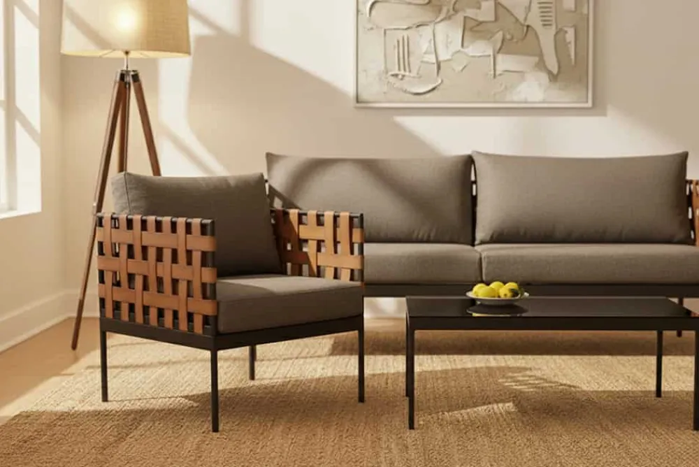 Riess-Ambiente Haus & Garten|Sessel > In- und Outdoor Lounge-Sessel UNIQUE 70cm schwarz braun grau Aluminium inkl. Kissen