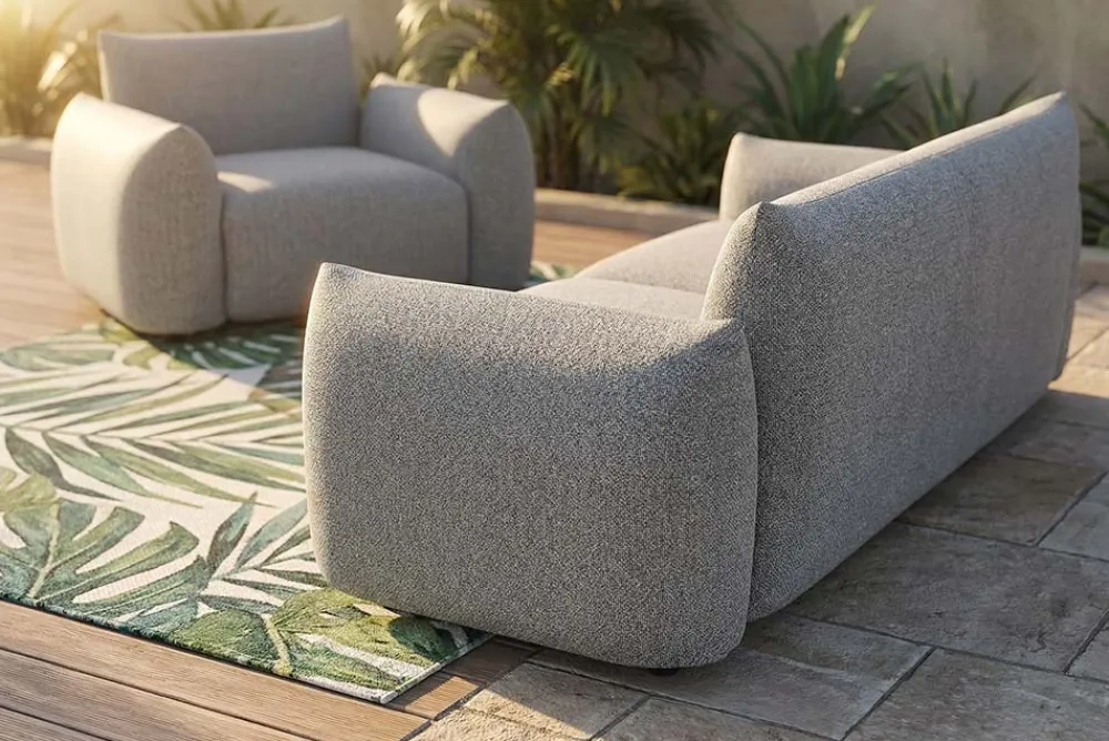 Riess-Ambiente 2-Sitzer Sofa|Sitzgruppen > In- und Outdoor Sofa SEAHAWK 205cm anthrazit Aluminium Olefin wetterfest 2-Sitzer Couch