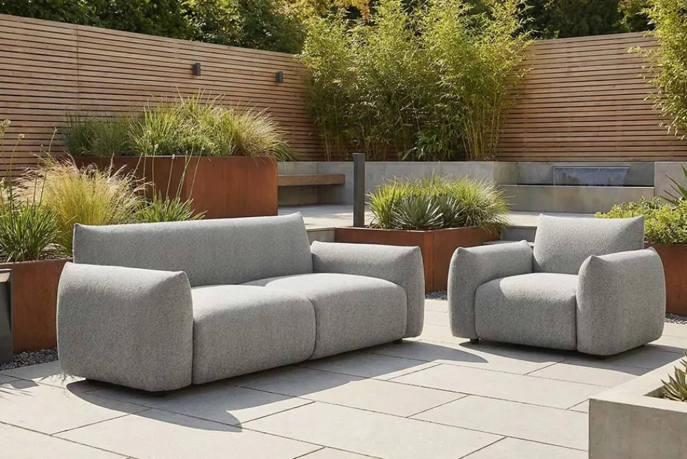 Riess-Ambiente 2-Sitzer Sofa|Sitzgruppen > In- und Outdoor Sofa SEAHAWK 205cm anthrazit Aluminium Olefin wetterfest 2-Sitzer Couch
