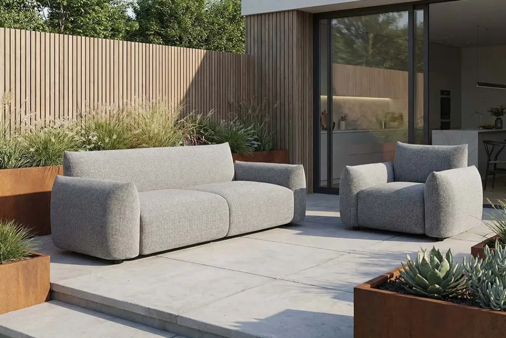 Riess-Ambiente 2-Sitzer Sofa|Sitzgruppen > In- und Outdoor Sofa SEAHAWK 205cm anthrazit Aluminium Olefin wetterfest 2-Sitzer Couch