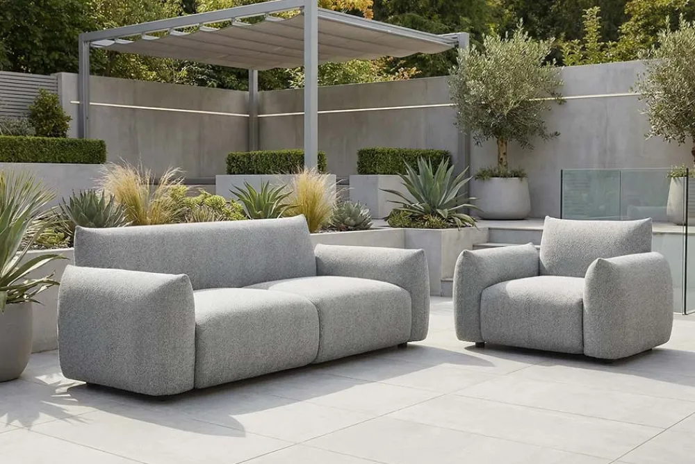 Riess-Ambiente 2-Sitzer Sofa|Sitzgruppen > In- und Outdoor Sofa SEAHAWK 205cm anthrazit Aluminium Olefin wetterfest 2-Sitzer Couch