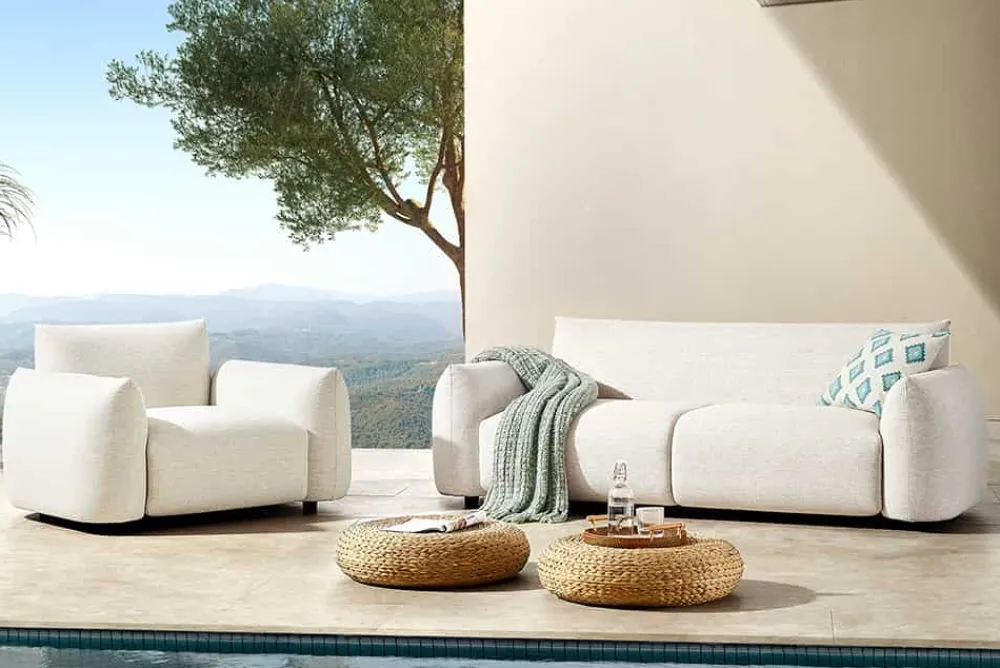 Riess-Ambiente 2-Sitzer Sofa|Sitzgruppen > In- und Outdoor Sofa SEAHAWK 205cm creme Aluminium Olefin wetterfest 2-Sitzer Couch