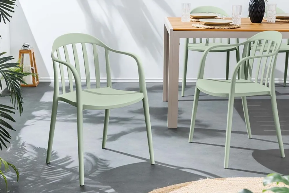 Riess-Ambiente Haus & Garten|Gartenstühle > In- und Outdoor Stuhl STUDIO ITALIA salbei stapelbar Kunststoff Gartenstuhl