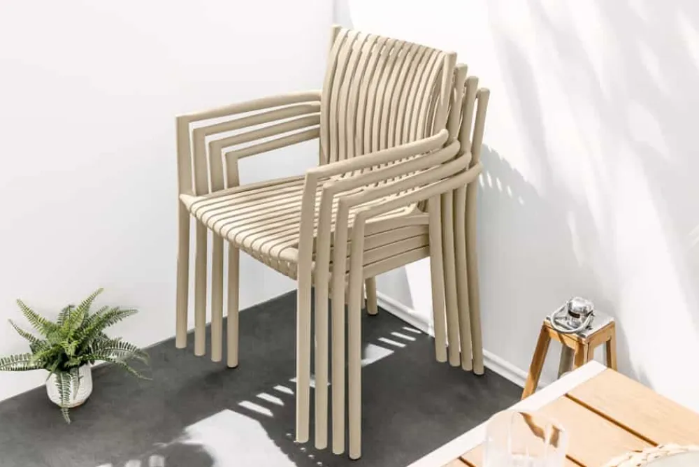 Riess-Ambiente Haus & Garten|Gartenstühle > In- und Outdoor Stuhl STUDIO ITALIA greige stapelbar wetterfest Gartenstuhl