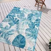 Riess-Ambiente Outdoor Teppiche|Teppiche > In- und Outdoor Teppich LEAF 175x120cm türkis weiß Blätter-Design Läufer wetterfest