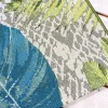 Riess-Ambiente Outdoor Teppiche|Teppiche > In- und Outdoor Teppich LEAF 235x160cm türkis grün weiß Blätter florales Design wetterfest