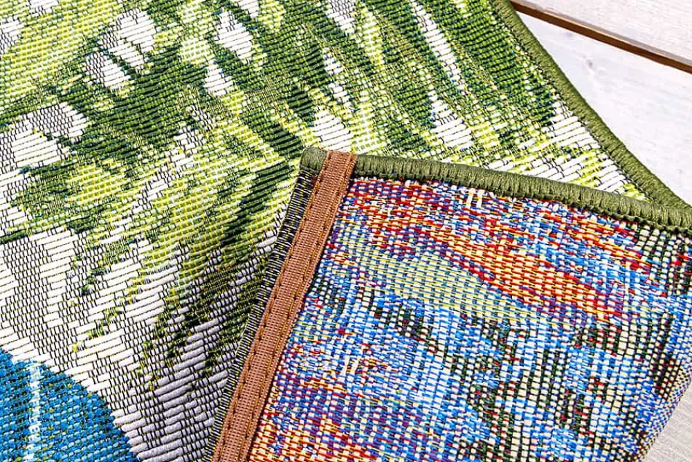 Riess-Ambiente Outdoor Teppiche|Teppiche > In- und Outdoor Teppich LEAF 235x160cm türkis grün weiß Blätter florales Design wetterfest