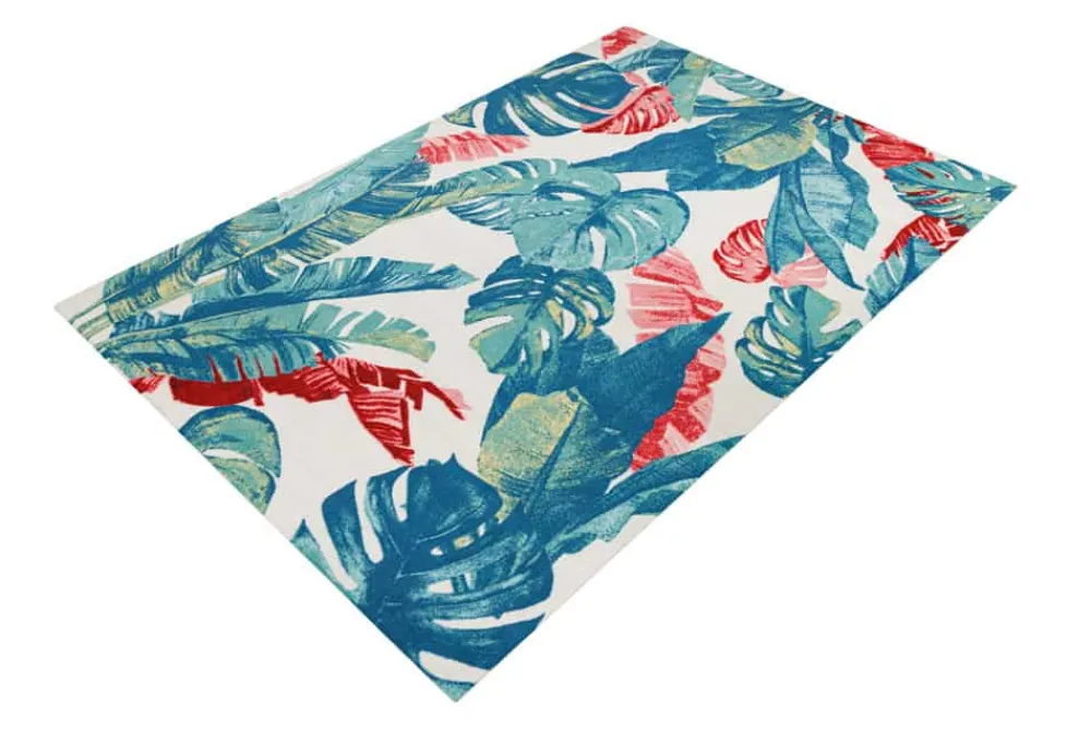 Riess-Ambiente Outdoor Teppiche|Teppiche > In- und Outdoor Teppich TROPICAL 240x160cm grün pink Blatt florales Design wetterfest