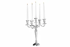 Riess-Ambiente Kerzenständer > Kerzenständer MODERN BAROCK 40cm silber 5-armig Lüster Aluminium poliert Kerzenhalter