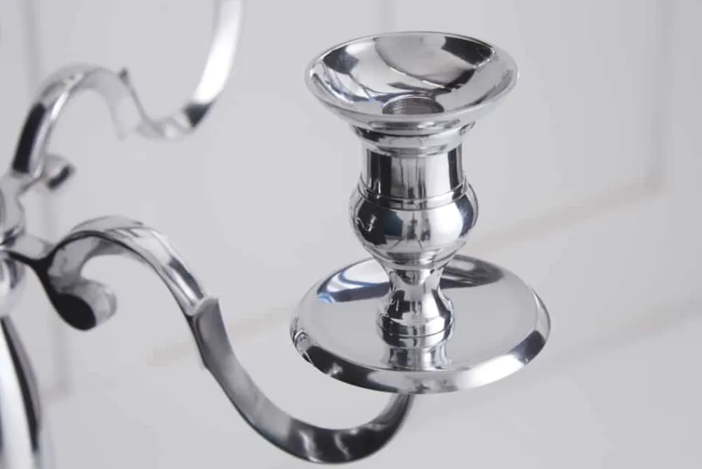 Riess-Ambiente Kerzenständer > Kerzenständer MODERN BAROCK 120cm silber 5-armig Lüster Aluminium poliert Kerzenhalter