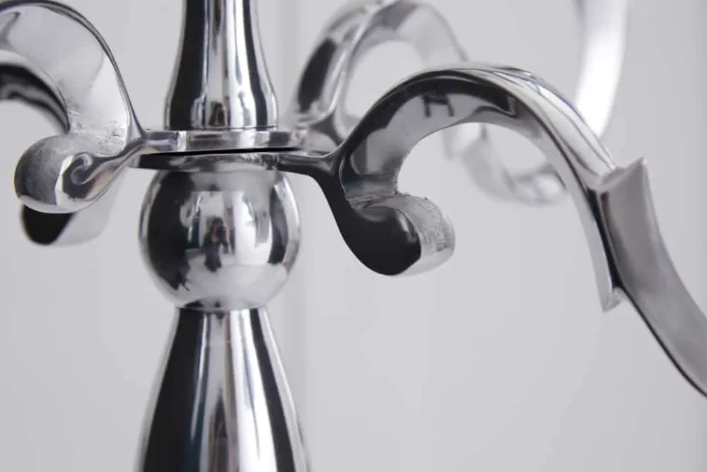Riess-Ambiente Kerzenständer > Kerzenständer MODERN BAROCK 120cm silber 5-armig Lüster Aluminium poliert Kerzenhalter
