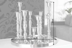 Riess-Ambiente Kerzenständer > Kerzenständer MODERN BAROCK 30cm 9-flammig silber Aluminium poliert Kerzenhalter Deko-Platte