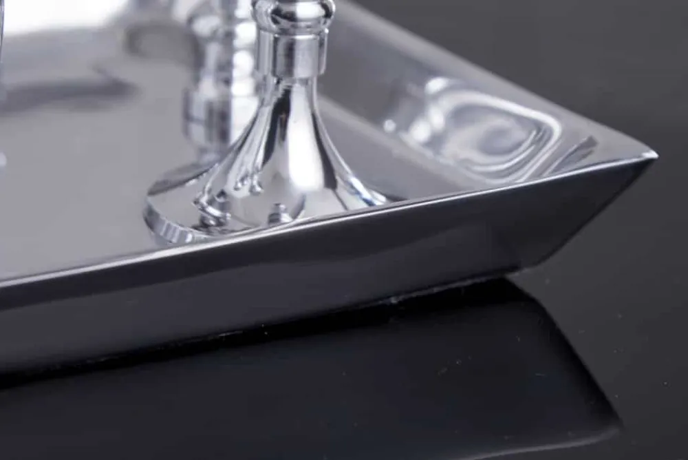 Riess-Ambiente Kerzenständer > Kerzenständer MODERN BAROCK 30cm 7-flammig silber Aluminium poliert Kerzenhalter Deko-Platte